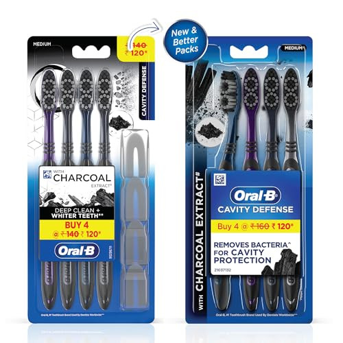 Oral-B Cavity Defense 123 Black Toothbrush Medium ( ) Pack Of 4