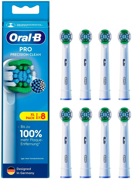 Oral-B Pro Precision Clean Toothbrush Heads For Electric Toothbrush Teeth Cleaning With Innovative X-Shaped Bristles Original Oral-B Toothbrush Attachment Designed In Germany Pack Of 8