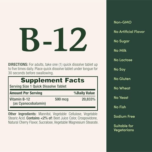 Nature's Bounty Vitamin B-12 500 Mcg 100 Ea ( ) Pack Of 4