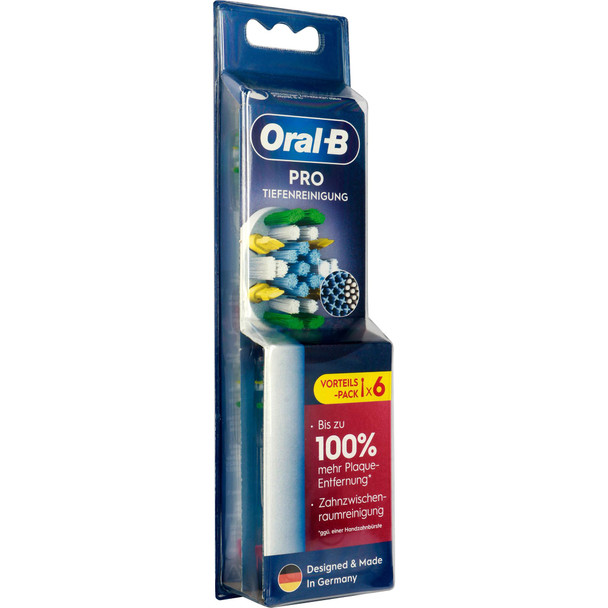 Oral-B Pro Deep Cleaning - Original Toothbrush Heads For Electric Toothbrush - Deep Teeth Cleaning Brushes With X-Shaped Bristles Toothbrush Attachment Made In Germany - White Pack Of