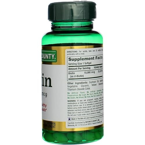 Nature's Bounty Biotin 10000 Mcg Supports Healthy Hair  Skin And Nails  Rapid Release Softgels 120 Ct