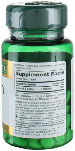 Nature's Bounty Biotin 1000 Mcg Vitamin Supplement Tablets 100 Ea ( ) Pack Of 2