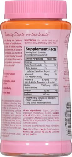 Nature's Bounty Optimal Solutions Hair Skin & Nails With Biotin And Collagen Citrus-Flavored Gummies Vitamin Supplement 2500 Mcg 40 Total Servings ( ) 80 Ct Pack Of 3