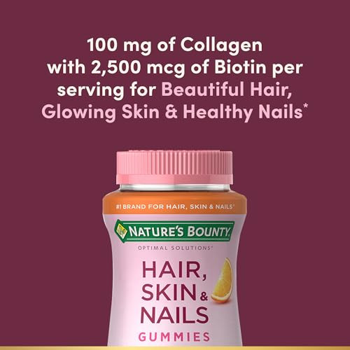 Nature's Bounty Optimal Solutions Hair Skin & Nails With Biotin And Collagen Citrus-Flavored Gummies Vitamin Supplement 2500 Mcg 40 Total Servings ( ) 80 Ct Pack Of 3