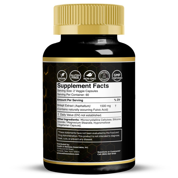 WELLNESS LABSRX Himalayan Shilajit for Men - Shilajit Extract 1500mg per Serving Pure Shilajeet for Women with Naturally Occuring Fulvic Acid - Shilajet for Enhanced Energy and Immune Support - 120