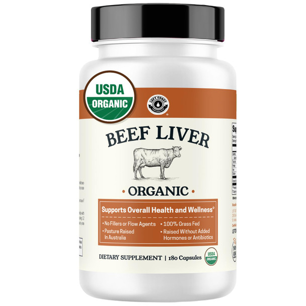 Left Coast Performance USDA Organic Beef Liver Capsules – Grass Fed & Pasture Raised in Australia – Nutrient Dense Superfood for Energy & Wellness – No Fillers Freeze-Dried Liver Supplement – 180 Capsules