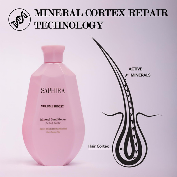 Saphira Volume Boost Mineral Conditioner with Dead Sea Minerals – Lightweight Volumizing Conditioner for Fine & Thin Hair – Body & Lift – Professional Hair Care 8.5oz / 250ml