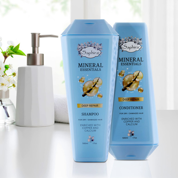 SAPHIRA MINERAL ESSENTIALS Deep Repair Shampoo for Dry and Damaged Hair Helps Nourish and Hydrate Down to the Core 17 Ounce