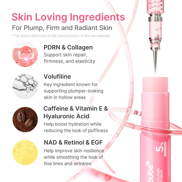 medicube PDRN Pink Collagen Volume Multi Balm Stick Volufiline PDRN NAD Collagen  Face and Body Balm for Under Eyes Neck Forehead Smile Lines Lips Plumping Radiance Line Care  K Beauty 30 gm
