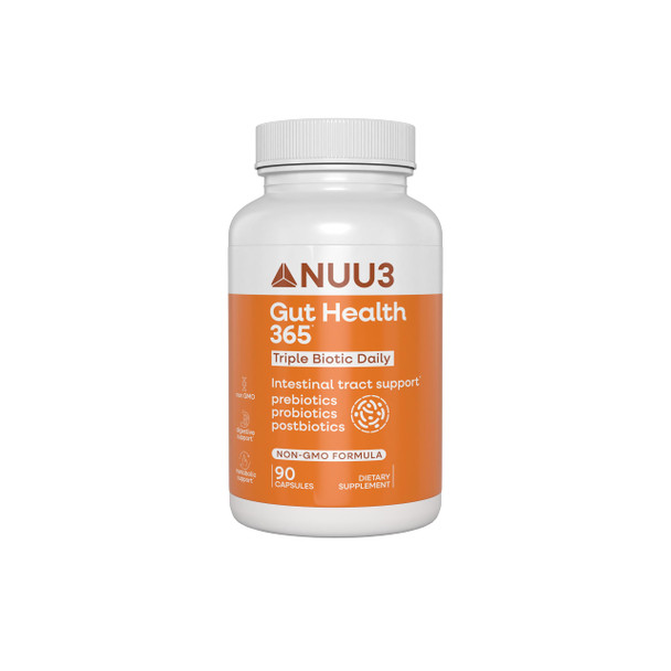 NUU3 Gut Health 365 - Digestive Enzymes & Probiotic Supplement for Women & Men - Bloating & Digestion Relief - Supports Gut Microbiome & Healthy Immune Function - 90 Capsules