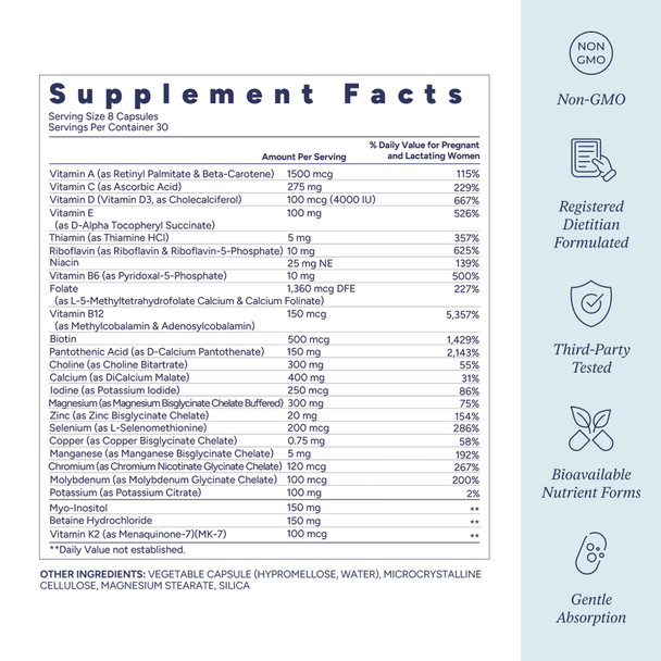 FullWell Women's Prenatal Essentials - Women’s Prenatal Multivitamin & Fish Oil - Supports Maternal Health & Fetal Development - Omega 3 DHA Folate & Choline- 30 Servings