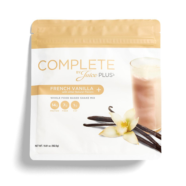 Complete by Juice Plus+ Shakes | French Vanilla 30 Servings | Single-Serve Nutrition | Daily Wellness & On-the-Go | Vegan Gluten-Free Kosher & Non-GMO | Protein Fiber & Prebiotics