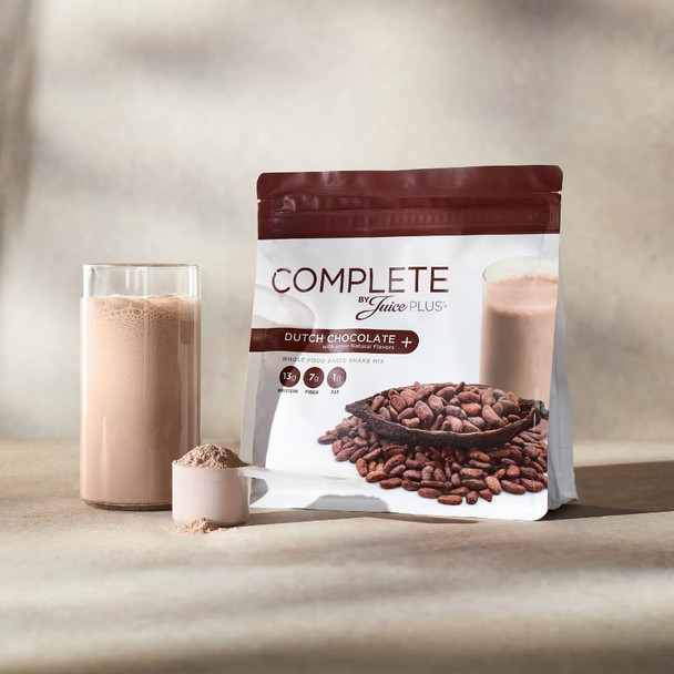 Complete by Juice Plus+ Shakes | Dutch Chocolate 30 Servings | Single-Serve Nutrition | Daily Wellness & On-the-Go | Vegan Gluten-Free Kosher & Non-GMO | Protein Fiber & Prebiotics