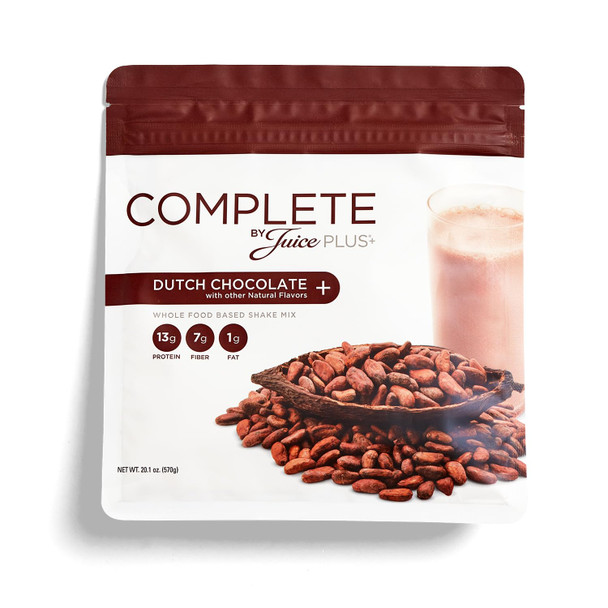 Complete by Juice Plus+ Shakes | Dutch Chocolate 30 Servings | Single-Serve Nutrition | Daily Wellness & On-the-Go | Vegan Gluten-Free Kosher & Non-GMO | Protein Fiber & Prebiotics