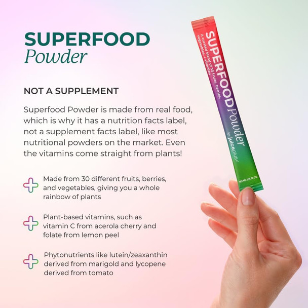 Juice Plus+ Superfood Powder Drink Mix - 30 Fruits Berries Veggies Plant Vitamins Hydration Packets - 30 Stick Packs