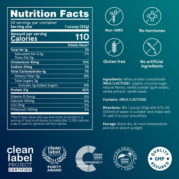 Puori Whey Protein Powder Bourbon Vanilla - PW1 Pasture-Raised Grass-Fed Whey Protein Powder Drink Mix containing BCAA Amino Acids - Post-Workout Supplement for Muscle Gain & Recovery - 30 Servings