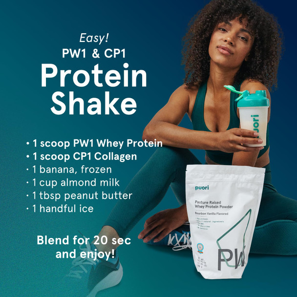 Puori Whey Protein Powder Dark Chocolate - PW1 Pasture-Raised Grass-Fed Whey Protein Powder Drink Mix containing BCAA Amino Acids - Post-Workout Supplement for Muscle Gain & Recovery - 30 Servings