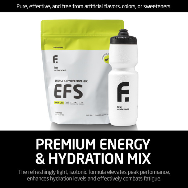FIRST ENDURANCE EFS Hydration & Endurance Drink Mix - Premium Carbohydrates for Energy & Performance Electrolytes for Rapid Rehydration & Running Cycling and Triathlon Nutrition | Isotonic Energy Fuel | Lemon-Lime
