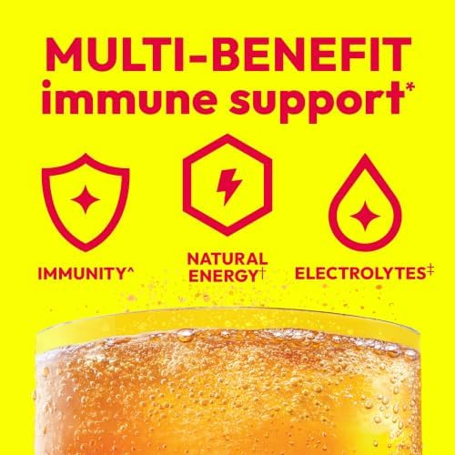 Emergen-C 1000mg Vitamin C Immune Support Powder Super Orange 10CT includes Zinc Manganese 7 B Vitamins and Electrolytes for Back to School Essentials