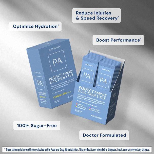 BodyHealth PerfectAmino Electrolyte Drink Mix – Variety Pack– No Sugar Keto & Fasting Friendly Hydration with Trace Minerals – Stick Packs