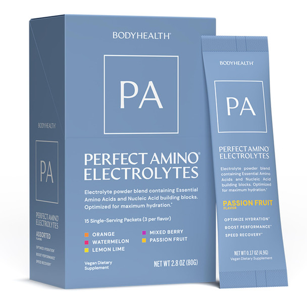 BodyHealth PerfectAmino Electrolyte Drink Mix – Variety Pack– No Sugar Keto & Fasting Friendly Hydration with Trace Minerals – Stick Packs