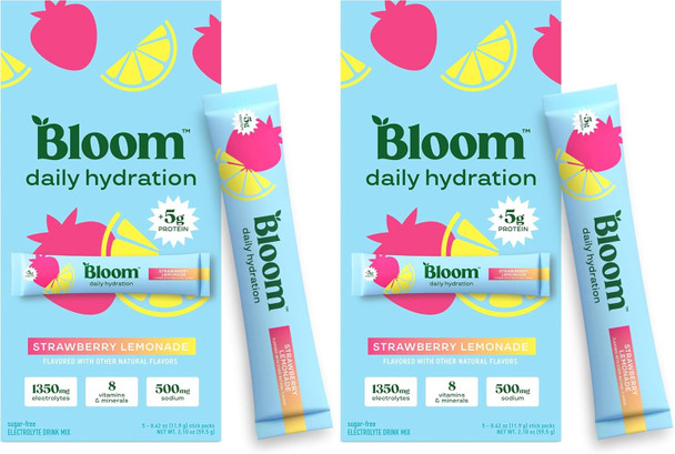 Bloom Daily Hydration Electrolyte Powder Packets with Collagen 5g Protein Electrolytes Vitamins and Minerals Sugar Free Drink Mix Rocket Blast 5 Count