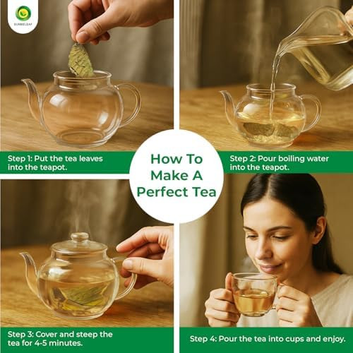 SUNBELEAF  Whole Leaves, 100% Pure Vietnamese Guajava Guayaba Leaves, Smooth Tropical Flavor, Caffeine-Free Herbal Loose Leaf Tea for Daily Wellness, Zip Pouch