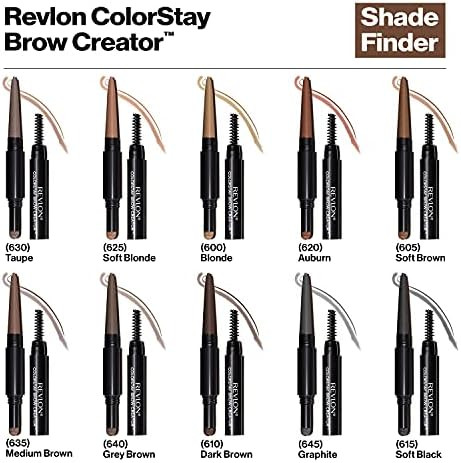 Revlon ColorStay Brow Creator, 2-in-1 Precise Eyebrow Pencil & Powder with Spoolie Brush, Waterproof & Long Lasting,
