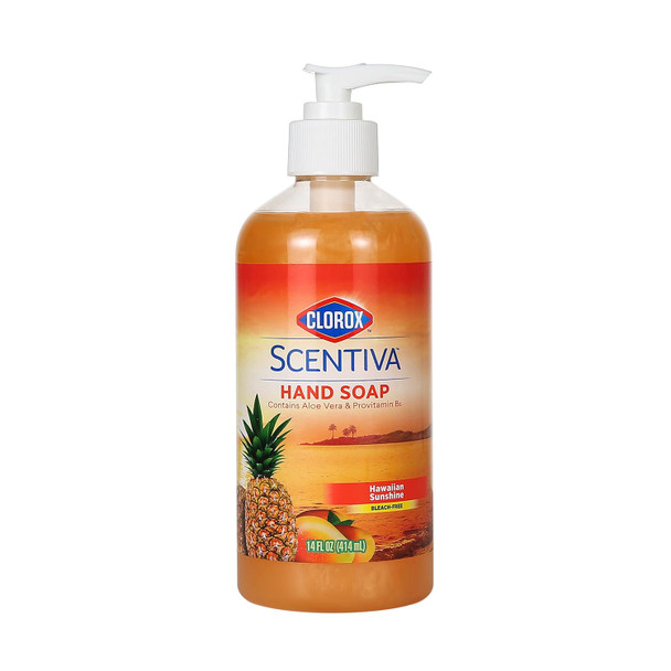 Clorox Scentiva Liquid Hand Soap, Hawaiian Sunshine Scent - Bleach-Free Scented Hand Wash with Aloe Vera and Provitamin B5 for Kitchen and Bathroom Use Daily, 14 Fl Oz