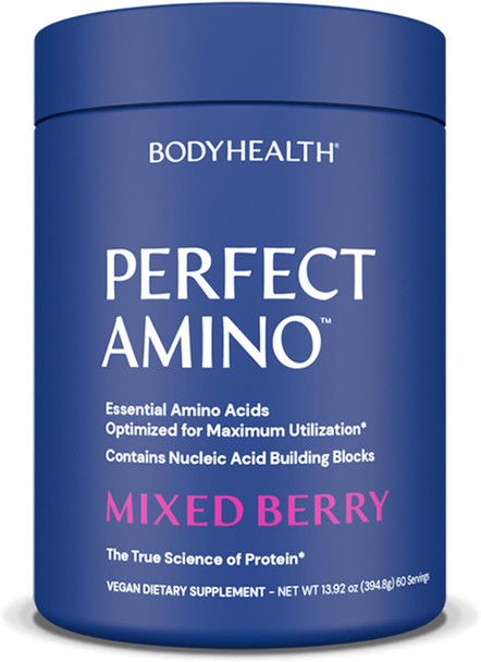 BodyHealth PerfectAmino Powder - BCAA and EAA Powder for Pre and Post Workout - Amino Acid Energy Drink for Men and Women to Support Lean Muscle and Recovery