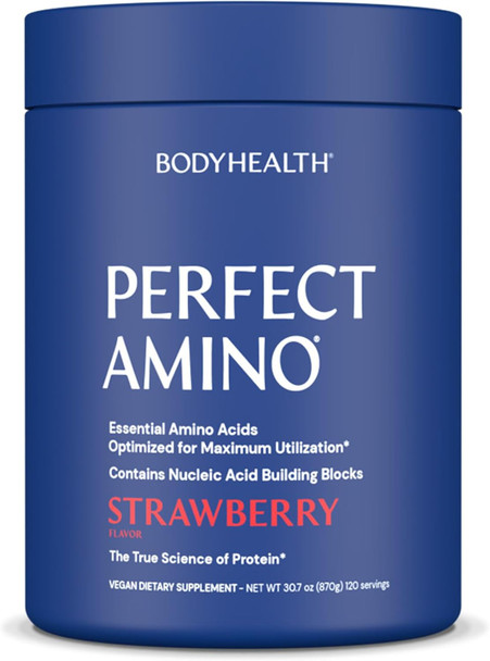 BodyHealth PerfectAmino Powder - BCAA and EAA Powder for Pre and Post Workout - Amino Acid Energy Drink for Men and Women to Support Lean Muscle and Recovery