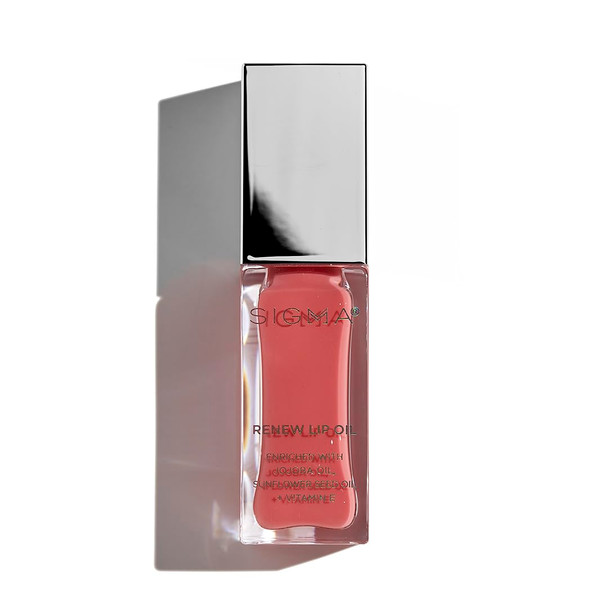 Sigma Beauty Renew Lip Oil – Tinted with Luxurious High-Shine Color & Long Lasting Hydration for Soft, Supple Lips, Non-Sticky w/Nourishing Antioxidants (All Heart, Berry Mauve Sheen)