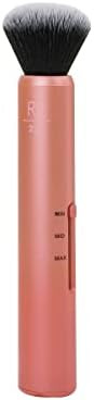 Real Techniques Custom Complexion Foundation 3-in-1 Brush, Custom Slide For Foundation & Concealer, 3 Settings For Sheer, Medium, or Focused Application, Travel-Size Kabuki, Cruelty-Free, 1 Count