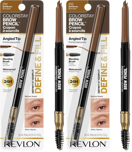 Revlon ColorStay Eyebrow Pencil with Spoolie Brush, Waterproof, Hair-Like Strokes for Natural Looking Brows