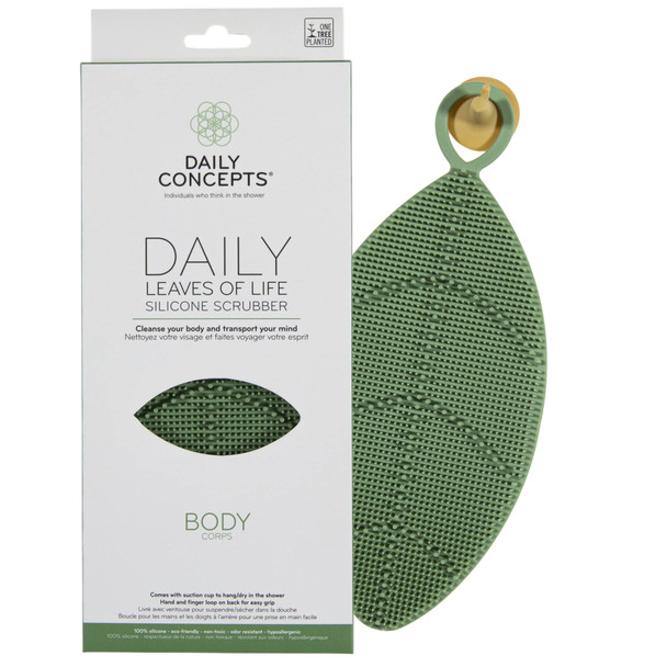 DAILY CONCEPTS Leaves of Life Feet Silicone Scrubber - Include Suction Cups on the Bottom of the Scrubber that Stick to Your Shower Floor for a Perfectly-Sized to Clean and Exfoliate Your Feet