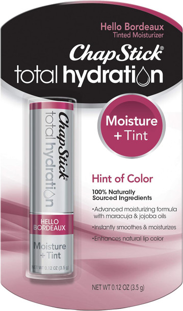 ChapStick Total Hydration Moisture + Tint Coral Blush Tinted Lip Balm Tube, Tinted Moisturizer - 0.12 Oz