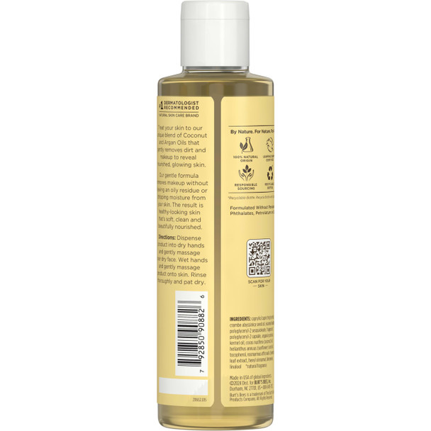 Burt's Bees Nourishing Cleansing Oil With Coconut and Argan Oils Cleansing Face Oil for Normal to Dry Skin College Back to School Dorm Essentials Natural Origin Skin Care 6 fl. oz. Bottle