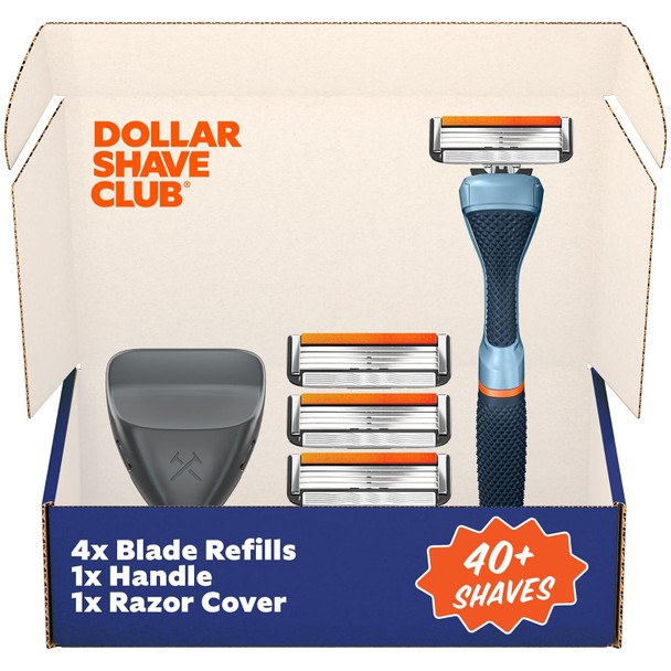Dollar Shave Club | Travel Shave Set | 4 Swift Rinse Refill Cartridges 1 Handle  1 Razor Cover