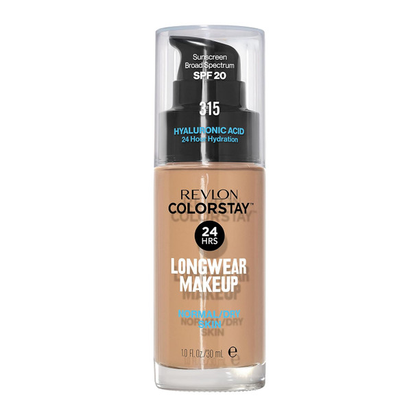 Revlon Liquid Foundation ColorStay Face Makeup for Normal & Dry Skin, SPF 20 Longwear Medium Full Coverage with Natural Finish1 Fl Oz