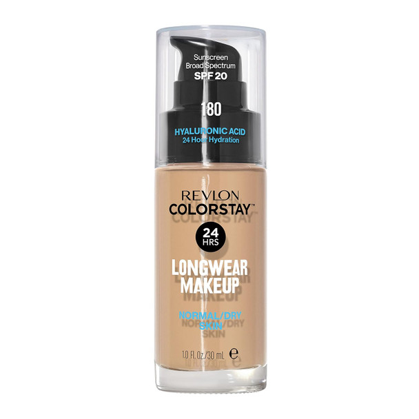 Revlon Liquid Foundation ColorStay Face Makeup for Normal & Dry Skin, SPF 20 Longwear Medium Full Coverage with Natural Finish1 Fl Oz