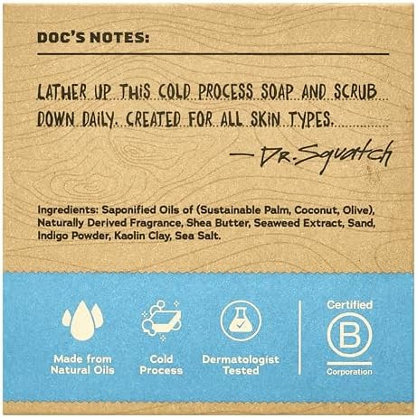 Dr. Squatch Natural Men’s Bar Soap - Cold Process Body Soap Bar with Natural Oils - Gifts for Men (5 oz, 3-Pack)