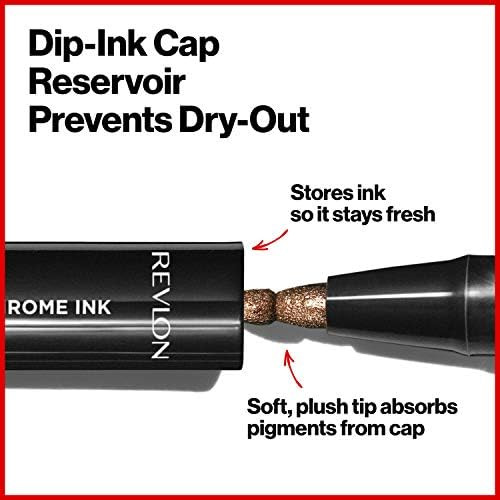 Revlon So Fierce Chrome Ink Liquid Eyeliner Longlasting Bold Metallic Pen Liner with Dip Ink Cap for Pearl Shimmer Blend 0.03 oz.