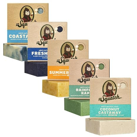 Dr. Squatch Natural Men’s Bar Soap - Cold Process Body Soap Bar with Natural Oils - Gifts for Men (5 oz, 5-Pack)