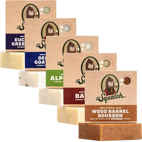 Dr. Squatch Natural Men’s Bar Soap - Cold Process Body Soap Bar with Natural Oils - Gifts for Men (5 oz, 5-Pack)