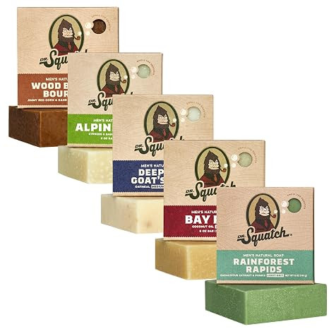 Dr. Squatch Natural Men’s Bar Soap - Cold Process Body Soap Bar with Natural Oils - Gifts for Men (5 oz, 5-Pack)