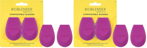 EcoTools Bioblender Makeup Sponge Duo Compostable Makeup Blender For Liquid & Cream Foundation Seamless Application Eco-Friendly Beauty Sponge, Cruelty-Free & Latex Free