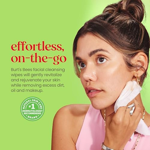 Burt’s Bees Soothing, Fragrance Free Facial Towelettes for Sensitive Skin, Aloe Vera, 100% Plant Based Cloths; 99% Natural Origin; Removes Makeup, Dirt and Oil; No Rinsing (Pack May Vary)