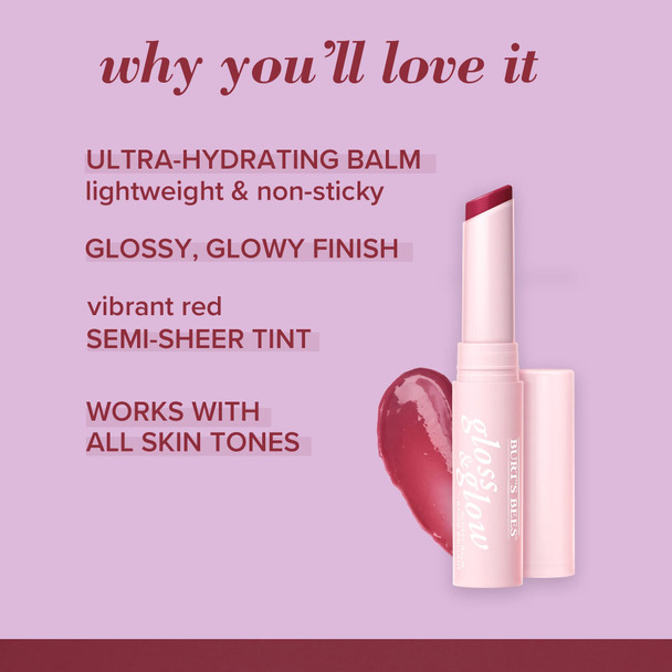 Burts Bees Gloss and Glow Glossy Balm 100% Natural Origin Eat Drink and Be Cherry Pack of 2