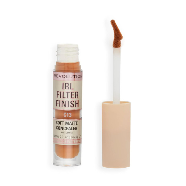 Revolution IRL Filter Finish Concealer Full Coverage Oil Free Long-Lasting and  Lightweight Formula Infused with Hyaluronic Acid Vegan and  Cruelty Free C18 0.21 oz