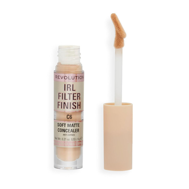 Revolution IRL Filter Finish Concealer Full Coverage Oil Free Long-Lasting and  Lightweight Formula Infused with Hyaluronic Acid Vegan and  Cruelty Free C18 0.21 oz